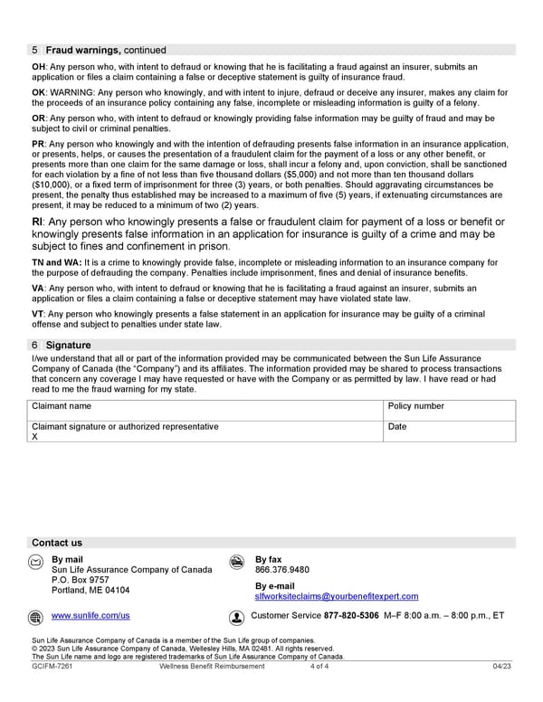 Wellness Claim Form - Page 4