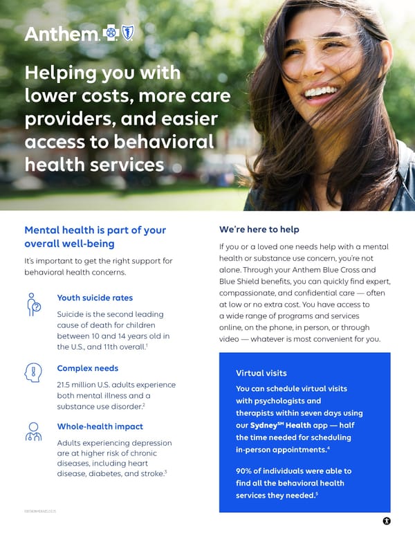 Anthem Behavioral Health Services Overview - Page 1