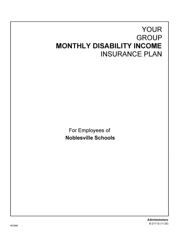Monthly Disability Income Insurance Plan for Noblesville Schools - Page 1