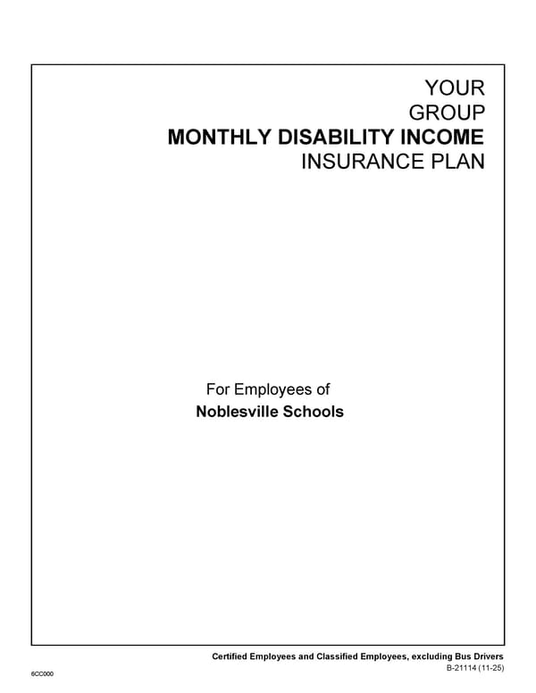 Monthly Disability Income Insurance Plan for Noblesville Schools Employees - Page 1