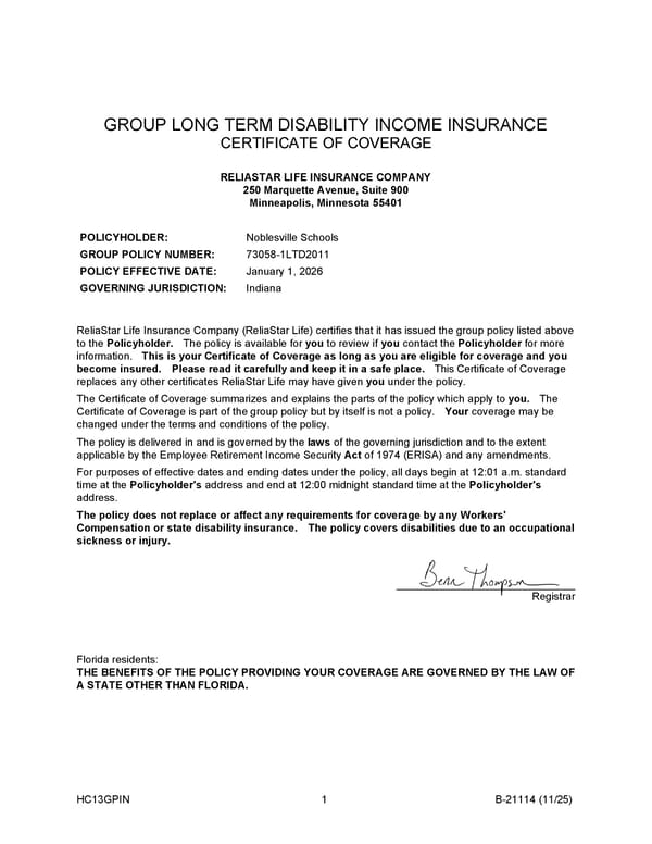 Monthly Disability Income Insurance Plan for Noblesville Schools Employees - Page 2