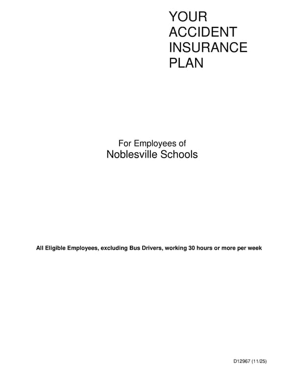 Accident Insurance Plan for Noblesville Schools Employees - Page 1