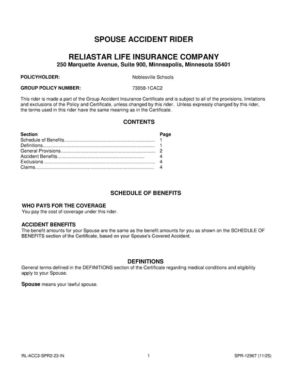 Accident Insurance Plan for Noblesville Schools Employees - Page 25