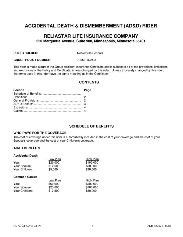 Accident Insurance Plan for Noblesville Schools Employees - Page 44