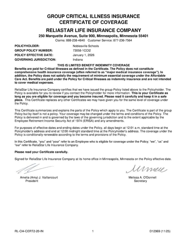Critical Illness Insurance Plan for Noblesville Schools Employees - Page 2