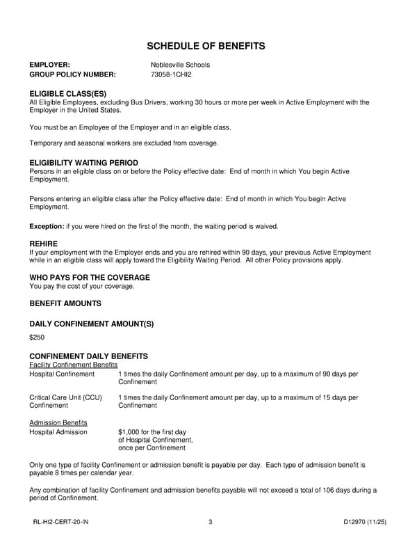 Hospital Confinement Indemnity Insurance Plan for Noblesville Schools - Page 4