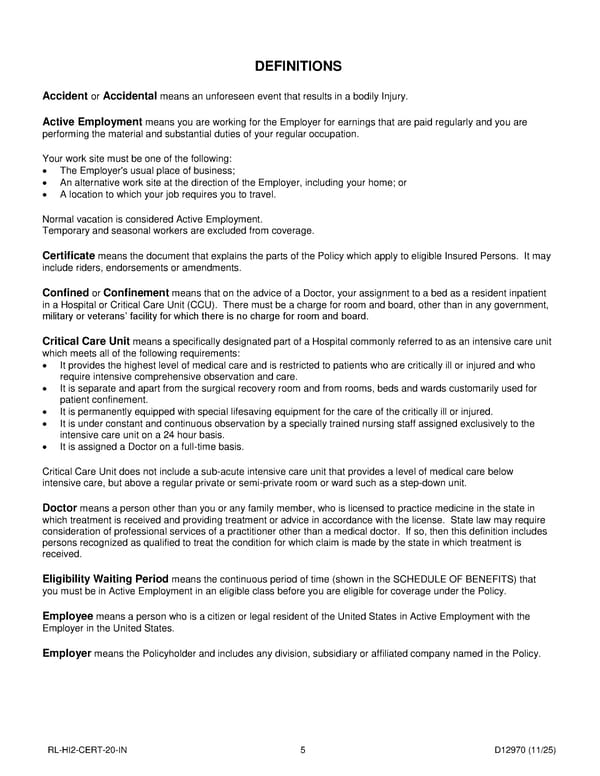 Hospital Confinement Indemnity Insurance Plan for Noblesville Schools - Page 6