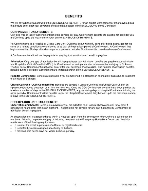 Hospital Confinement Indemnity Insurance Plan for Noblesville Schools - Page 12