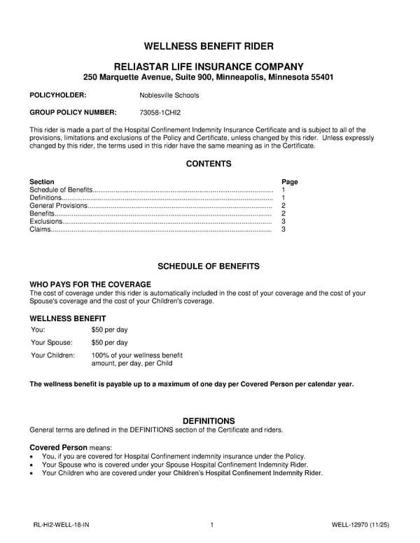 Hospital Confinement Indemnity Insurance Plan for Noblesville Schools - Page 29