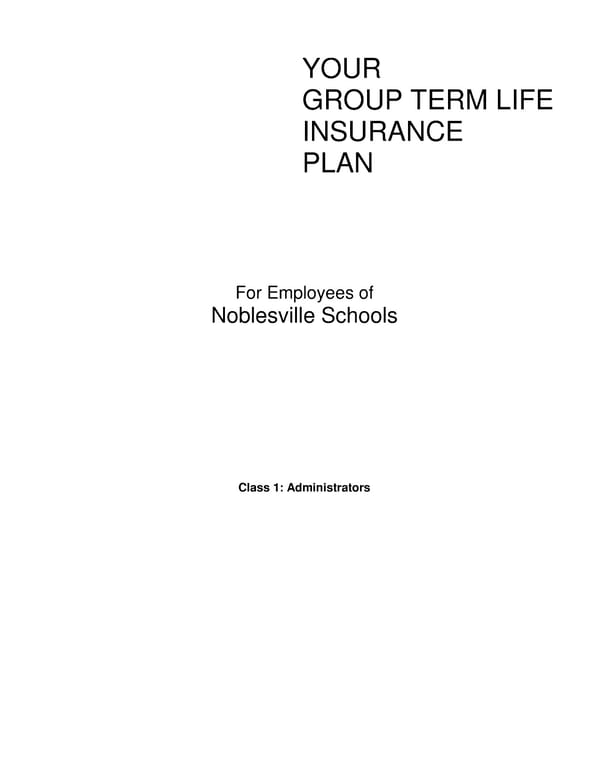 Group Term Life Insurance Plan for Noblesville Schools - Page 1