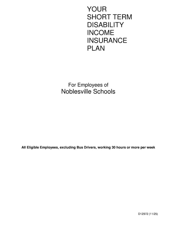 Short Term Disability Income Insurance Plan for Noblesville Schools - Page 1