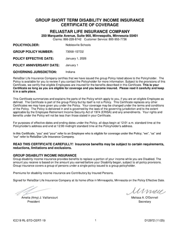 Short Term Disability Income Insurance Plan for Noblesville Schools - Page 2