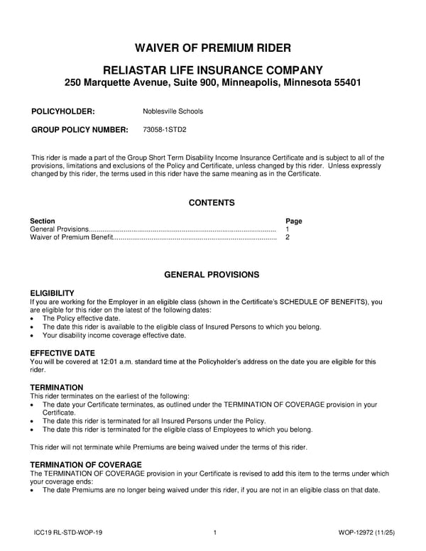 Short Term Disability Income Insurance Plan for Noblesville Schools - Page 27