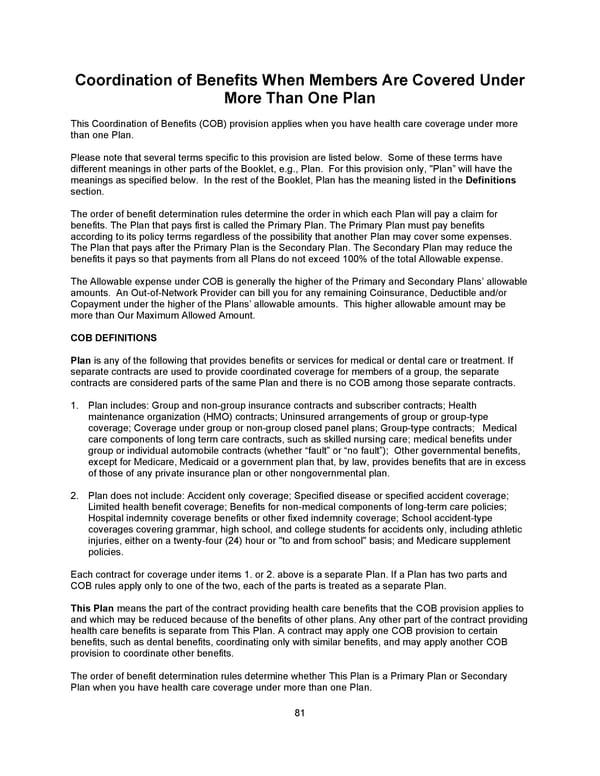 Benefit Booklet: Plan 1 - Page 82