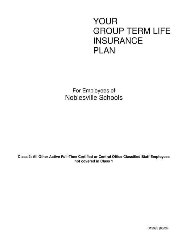 Noblesville Schools Group Term Life Insurance Plan - Page 1