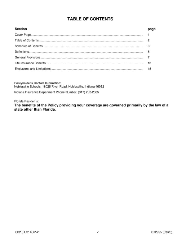 Noblesville Schools Group Term Life Insurance Plan - Page 3