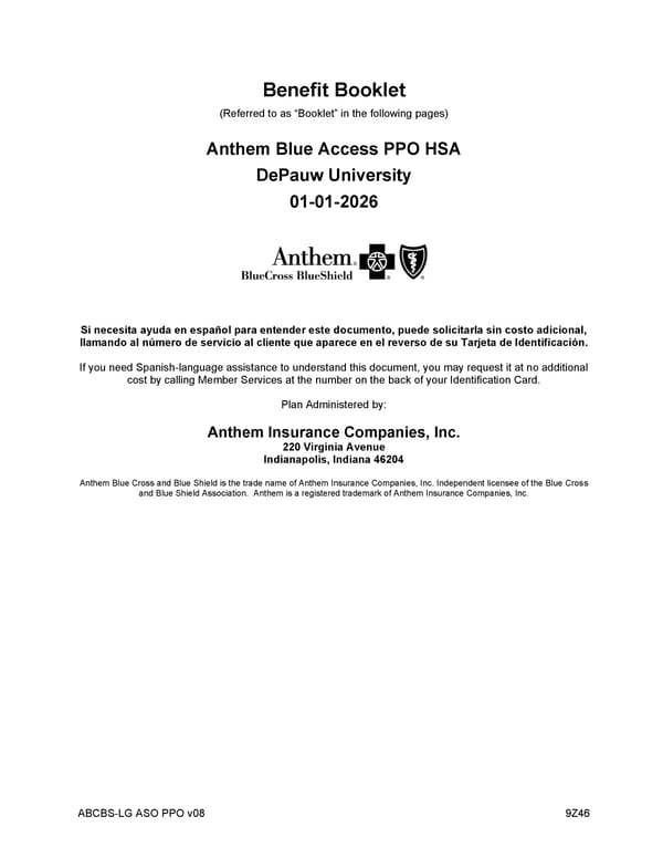 2026 Anthem Certificate CDHP #3 - Page 1