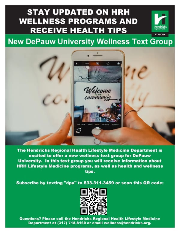 Join DePauw University Wellness Text Group - Page 1