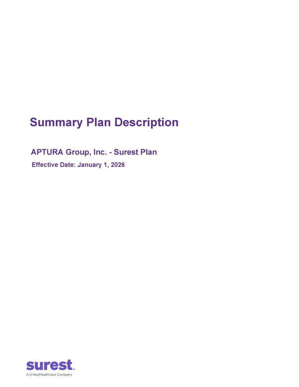 APTURA Group, Inc. - Surest Plan Summary - Page 1