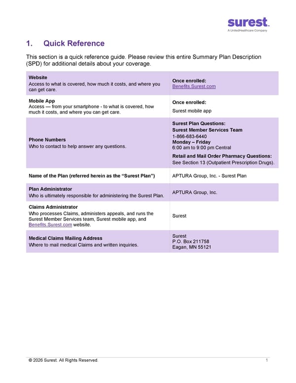 APTURA Group, Inc. - Surest Plan Summary - Page 3