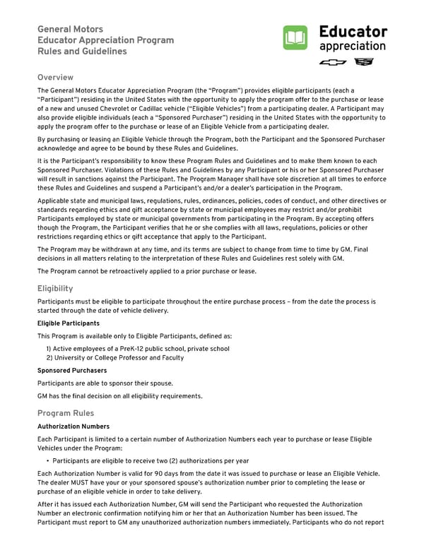 GM Auto Purchase & Lease Program - Page 1