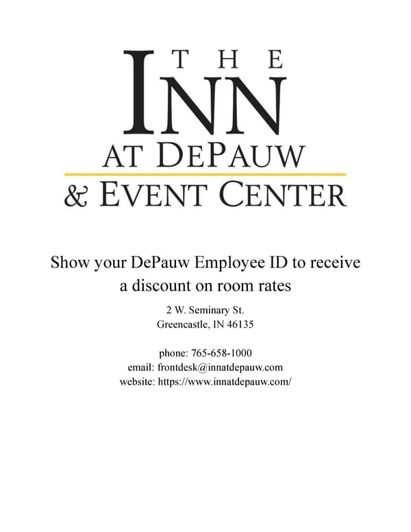 The Inn at DePauw & Event Center Offer - Page 1